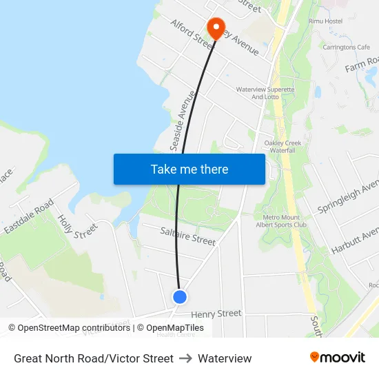 Great North Road/Victor Street to Waterview map