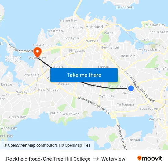 Rockfield Road/One Tree Hill College to Waterview map