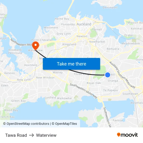 Tawa Road to Waterview map
