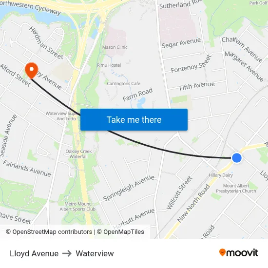Lloyd Avenue to Waterview map