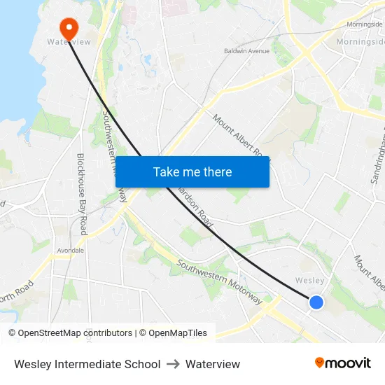 Wesley Intermediate School to Waterview map
