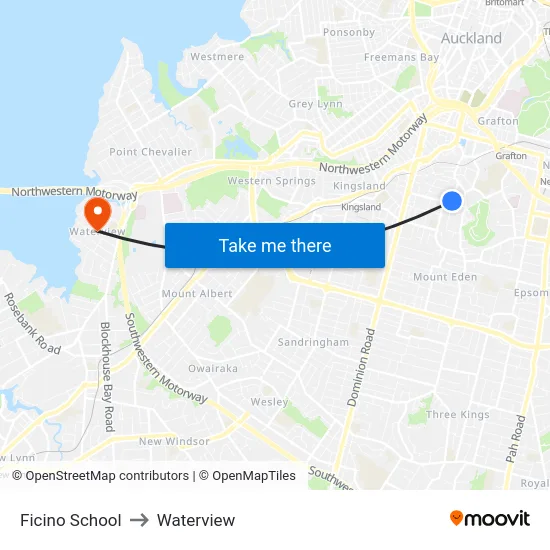 Ficino School to Waterview map