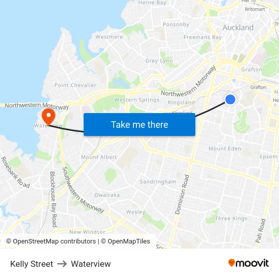 Kelly Street to Waterview map
