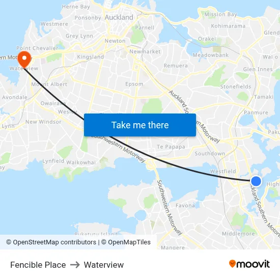 Fencible Place to Waterview map