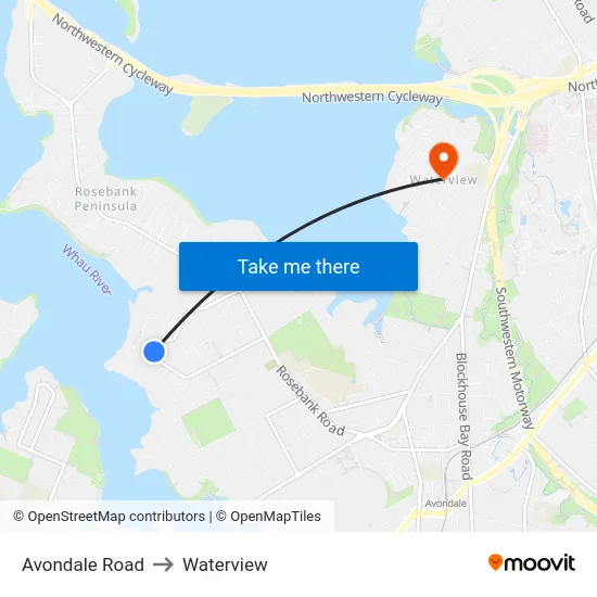 Avondale Road to Waterview map