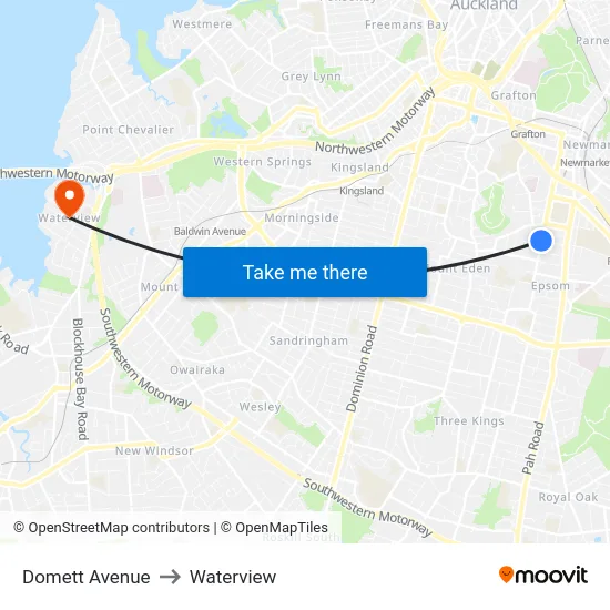 Domett Avenue to Waterview map