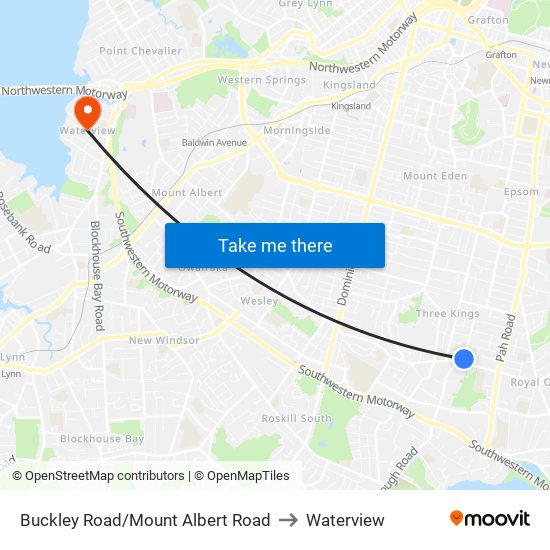 Buckley Road/Mount Albert Road to Waterview map