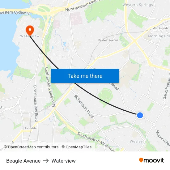 Beagle Avenue to Waterview map