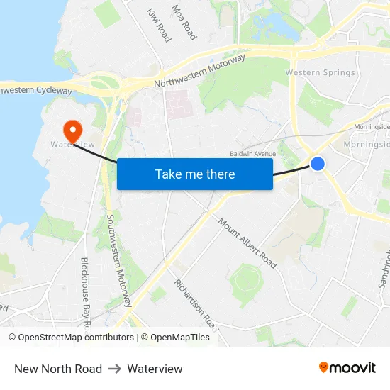 New North Road to Waterview map