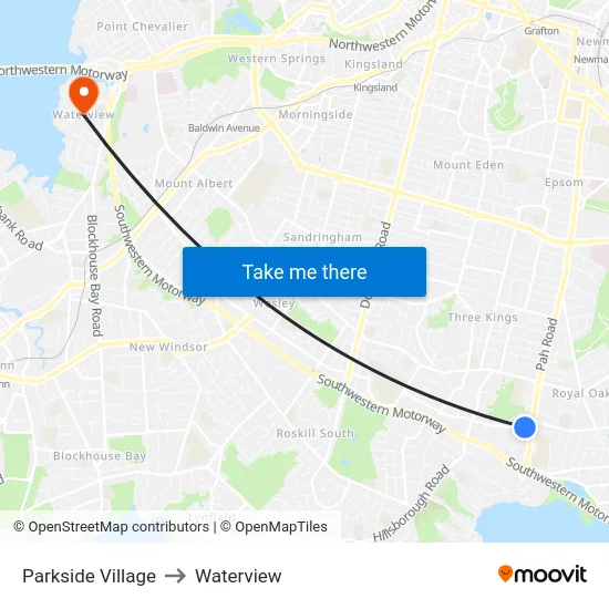 Parkside Village to Waterview map