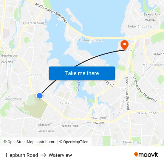 Hepburn Road to Waterview map