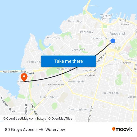 80 Greys Avenue to Waterview map