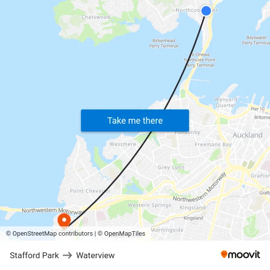 Stafford Park to Waterview map