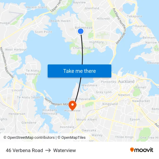 46 Verbena Road to Waterview map