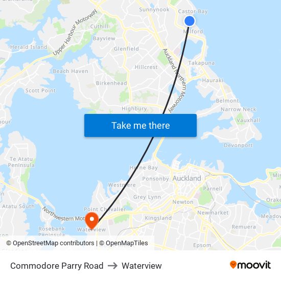 Commodore Parry Road to Waterview map