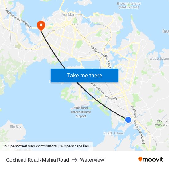 Coxhead Road/Mahia Road to Waterview map
