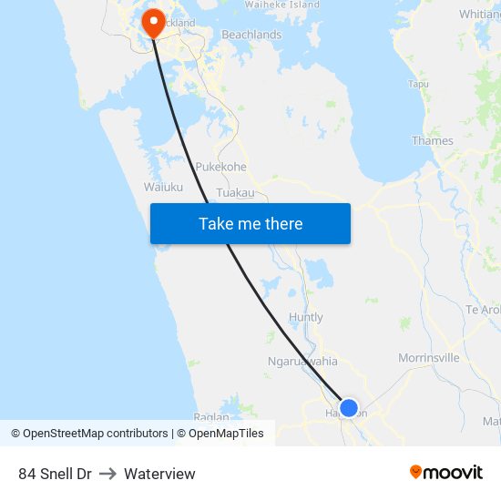 84 Snell Dr to Waterview map