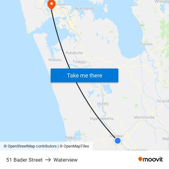 51 Bader Street to Waterview map