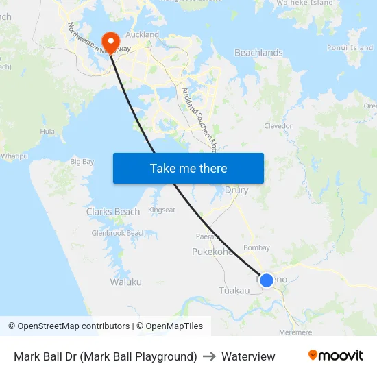 Mark Ball Dr, Pokeno (Mark Ball Playground) to Waterview map