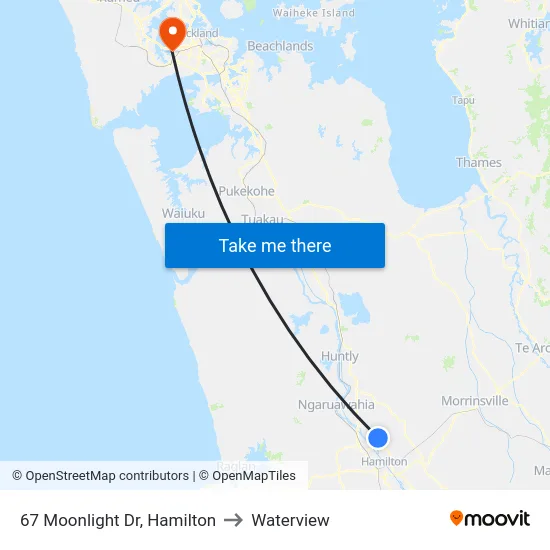 67 Moonlight Dr, Hamilton to Waterview map