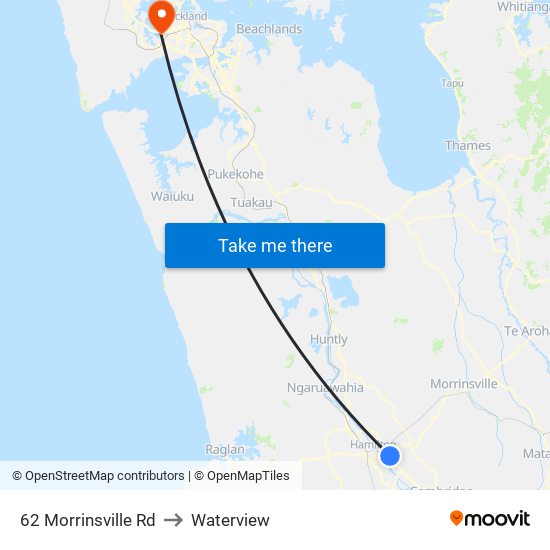 62 Morrinsville Rd to Waterview map