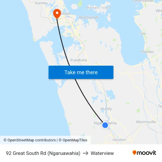92 Great South Rd, Ngaruawahia to Waterview map