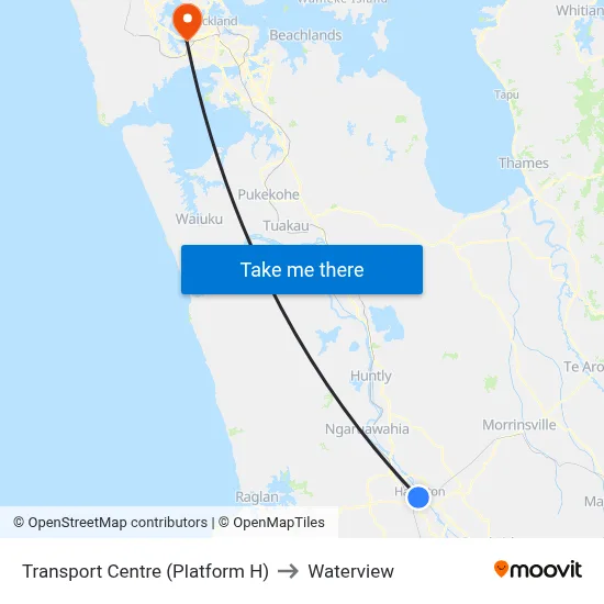 Transport Centre (Platform H) to Waterview map