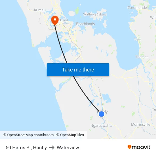 50 Harris St, Huntly to Waterview map