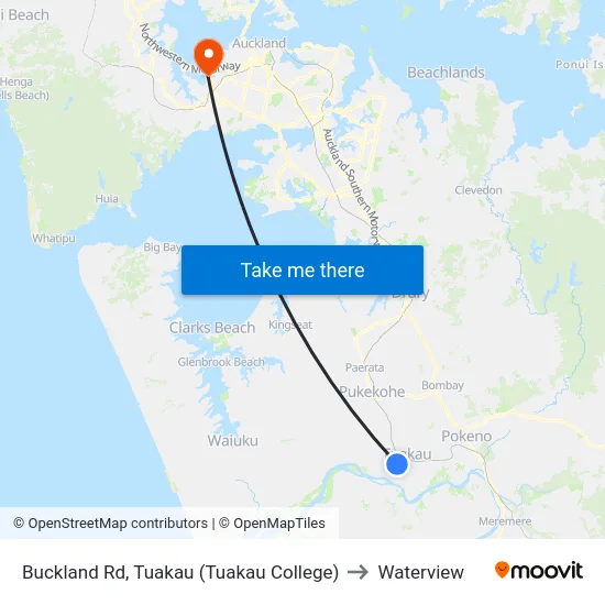 Buckland Rd, Tuakau (Tuakau College) to Waterview map