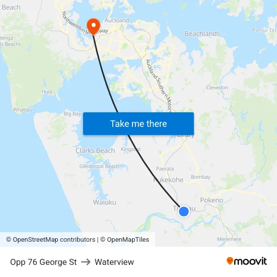 Opp 76 George St, Tuakau to Waterview map