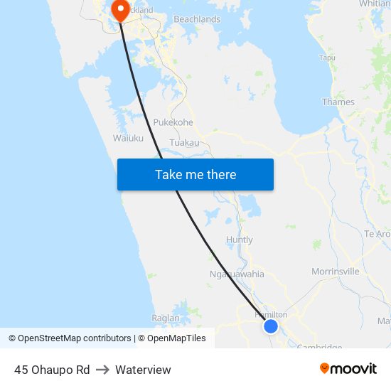 45 Ohaupo Rd to Waterview map