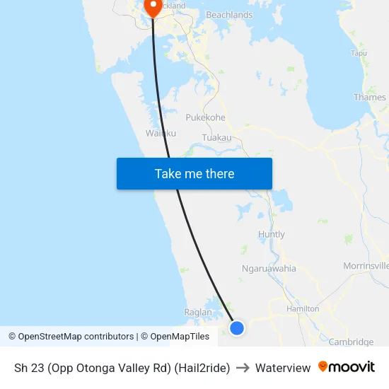 Sh 23, Raglan (Opp Otonga Valley Rd) (Hail2ride) to Waterview map