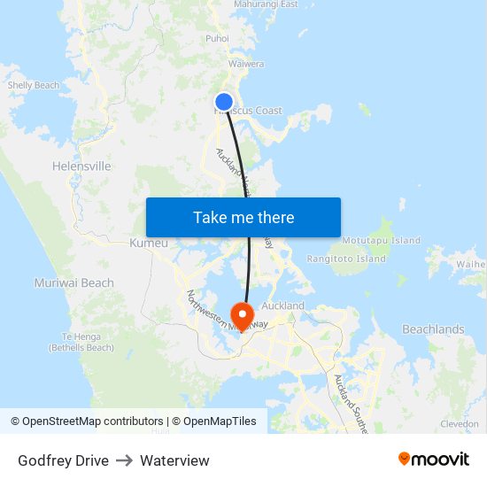Godfrey Drive to Waterview map