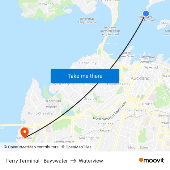 Ferry Terminal - Bayswater to Waterview map