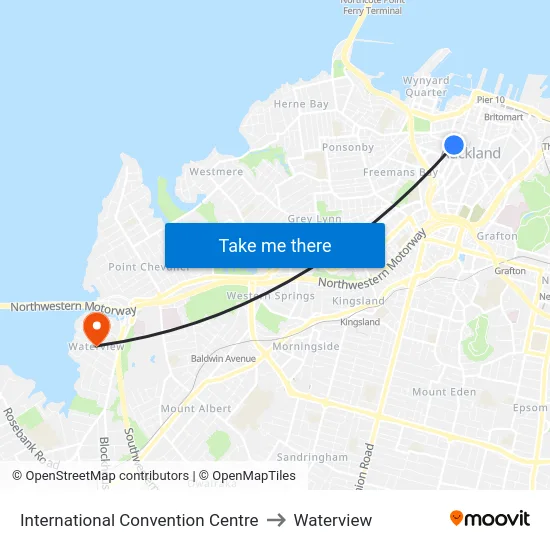 International Convention Centre to Waterview map