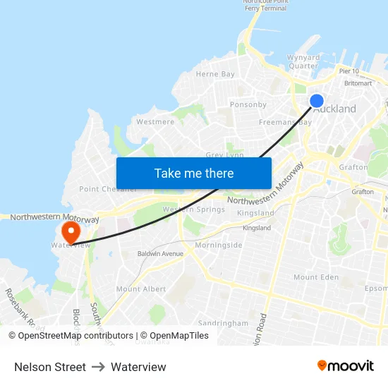 Nelson Street to Waterview map