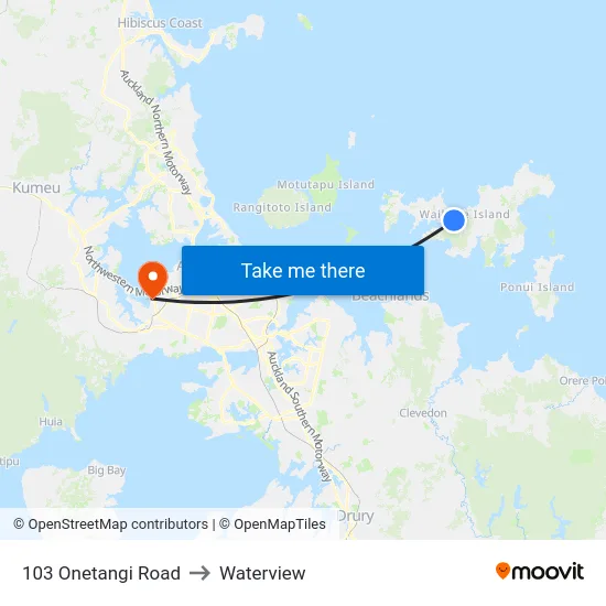 103 Onetangi Road to Waterview map