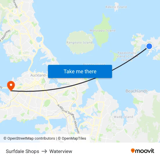 Surfdale Shops to Waterview map