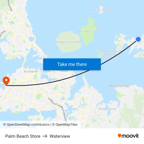 Palm Beach Store to Waterview map