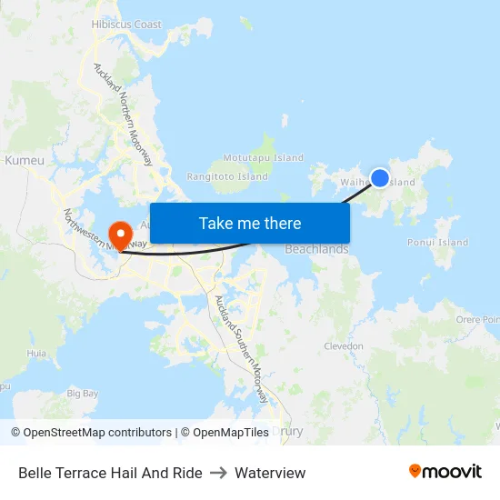 Belle Terrace Hail And Ride to Waterview map
