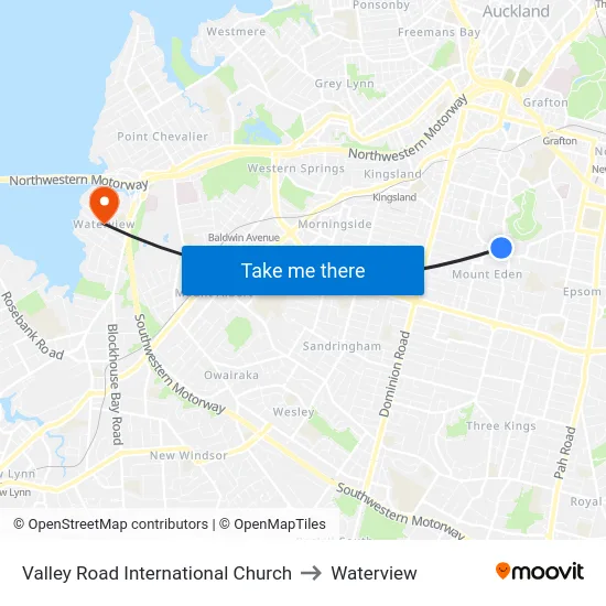 Valley Road International Church to Waterview map