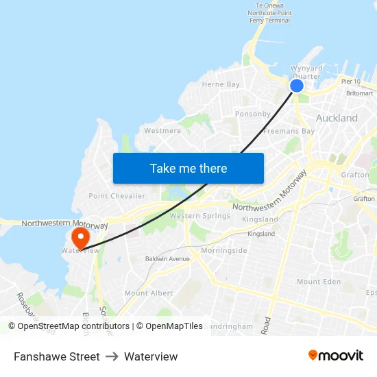Fanshawe Street to Waterview map