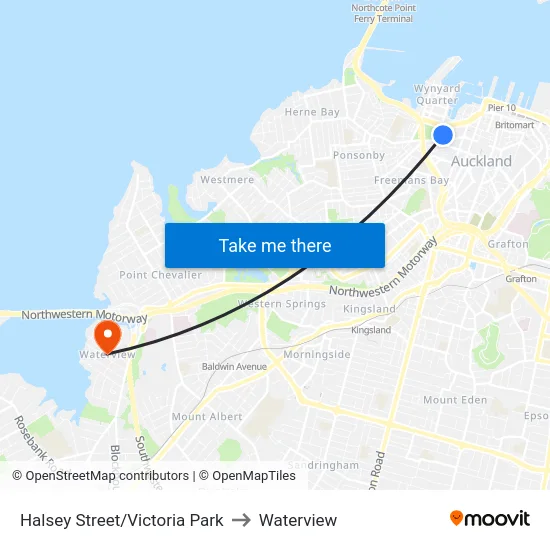 Halsey Street/Victoria Park to Waterview map