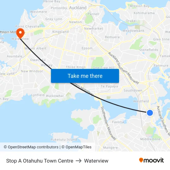 Stop A Otahuhu Town Centre to Waterview map