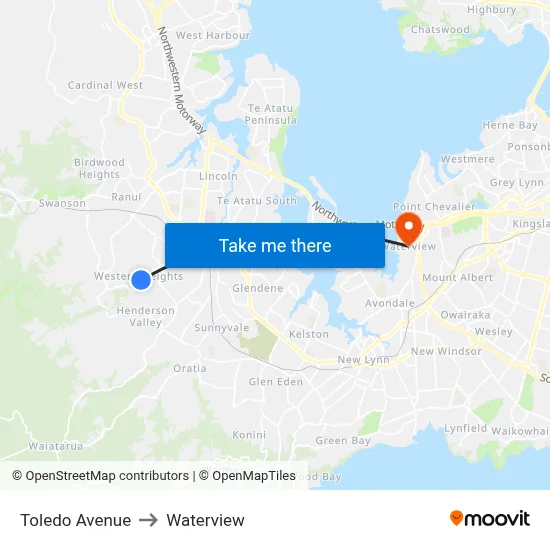Toledo Avenue to Waterview map