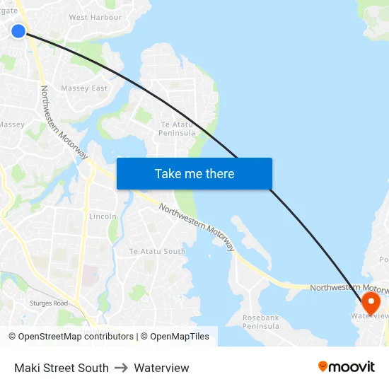 Maki Street South to Waterview map