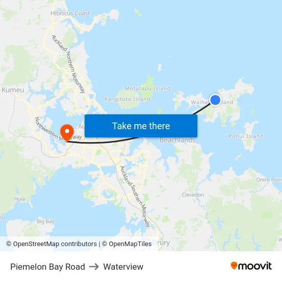 Piemelon Bay Road to Waterview map
