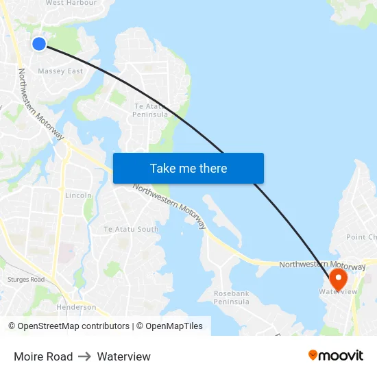Moire Road to Waterview map