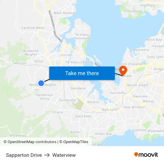 Sapperton Drive to Waterview map