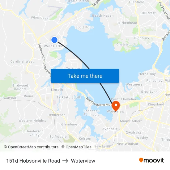 151d Hobsonville Road to Waterview map